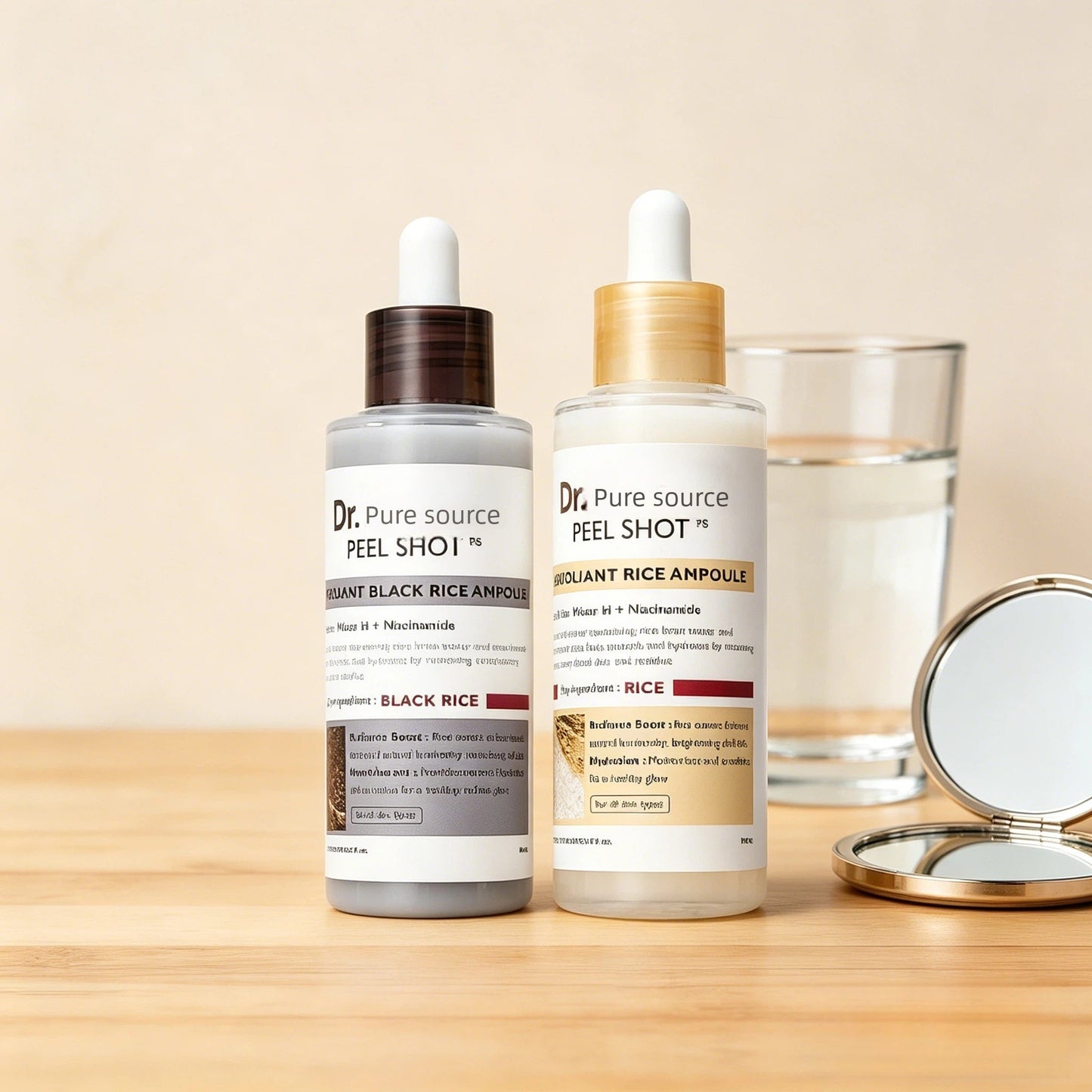Glow Rice Ampoule Duo – Black & White Rice Exfoliating Serum for Softer, Clearer Skin