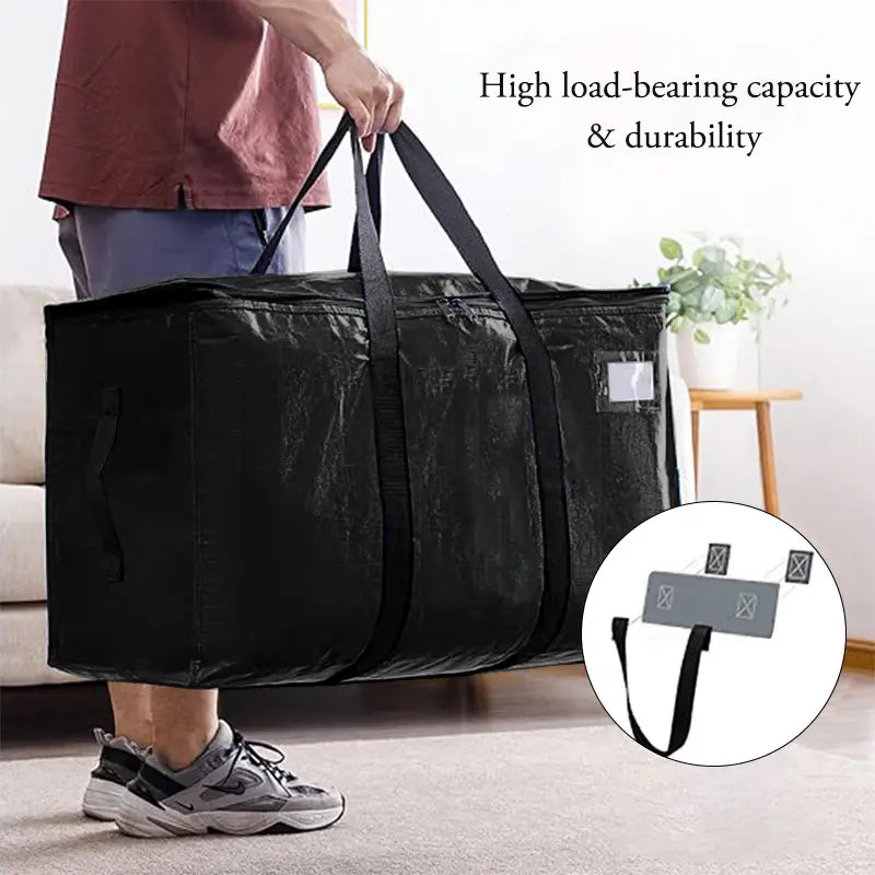 6 Pack Large Black Heavy Duty Moving & Storage Bags with Visible Window & Wrap Handles