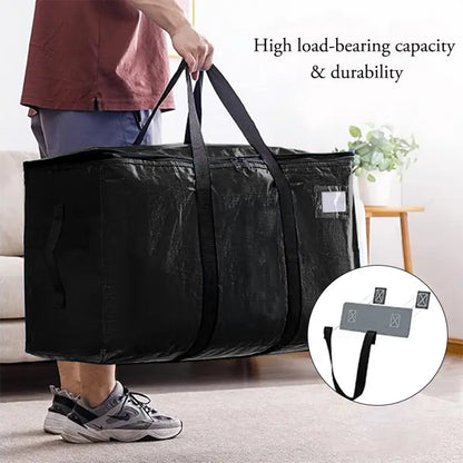6 Pack Large Black Heavy Duty Moving & Storage Bags with Visible Window & Wrap Handles