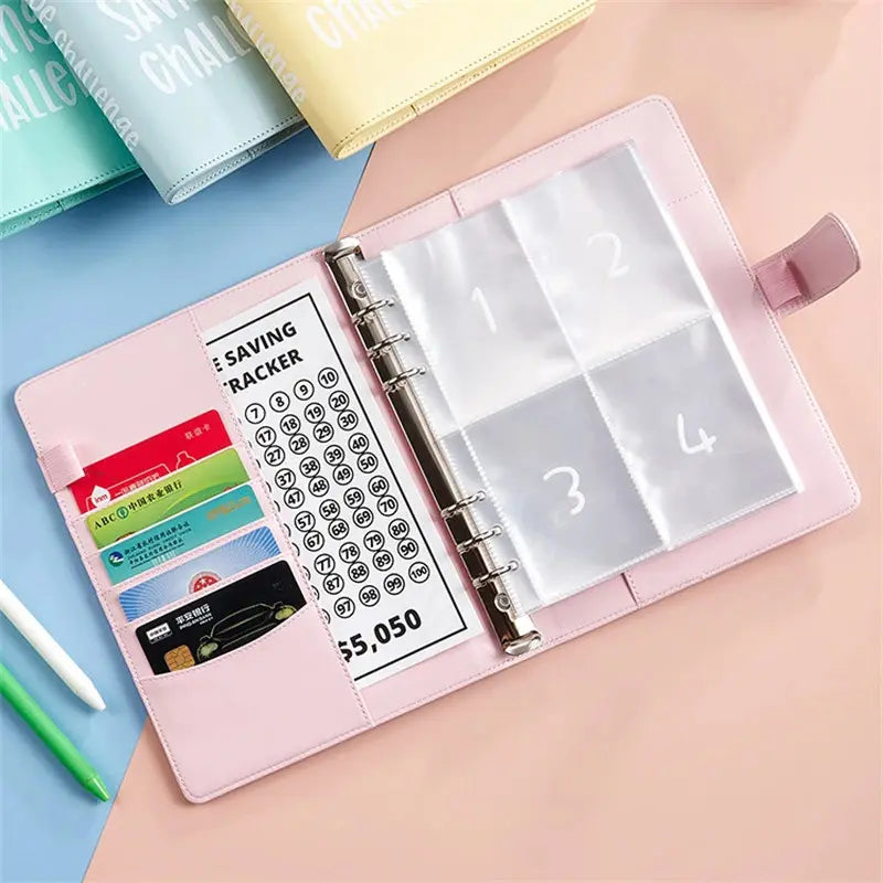 100 Envelope Savings Challenge Binder – A5 Cash Budget Planner with Numbered Envelopes