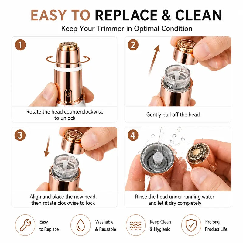 2-in-1 Facial & Eyebrow Hair Trimmer for Women | Rechargeable Face Razor & Peach Fuzz Remover