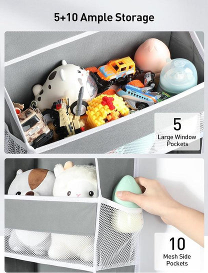 Over-the-Door Organizer,Storage-5-Tier Hangable Organizer with 10 Large side pocket,44Lb