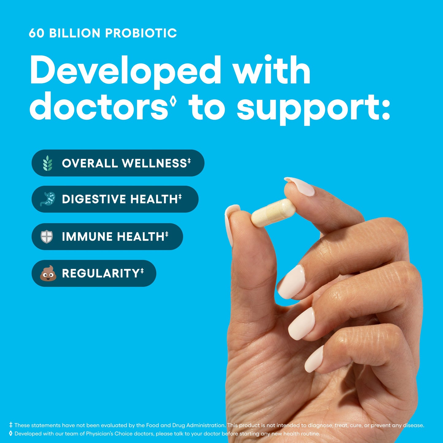 60 Billion CFU Probiotics – 10 Strains + Organic Prebiotics for Gut & Digestive Health (30 Capsules)