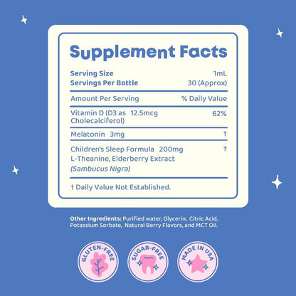 SleepBerry Liquid Melatonin for Kids - Natural Sleep Aid with Elderberry and Vitamin D
