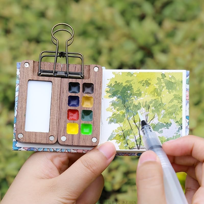 Mini watercolor paint set, portable watercolor set - 8 colors
