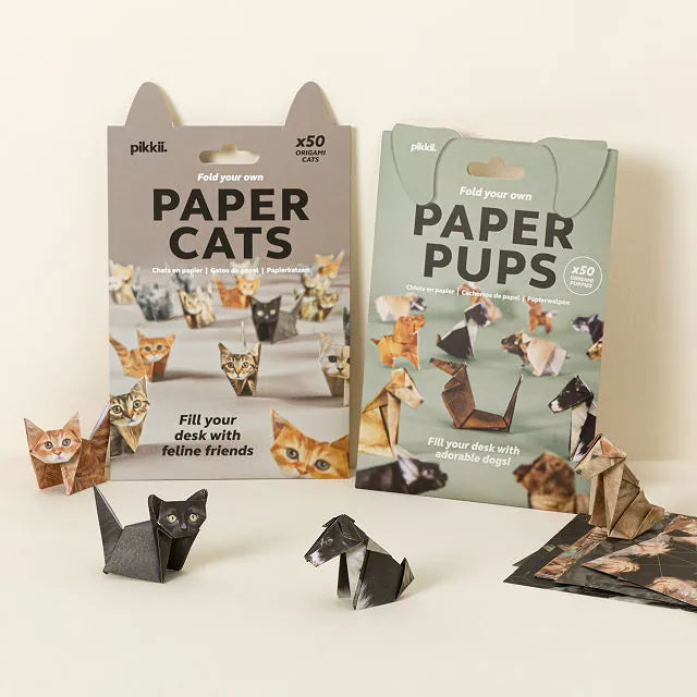 3D Paper Dog and Cat Models: Handcrafted Origami Animal Art Gifts