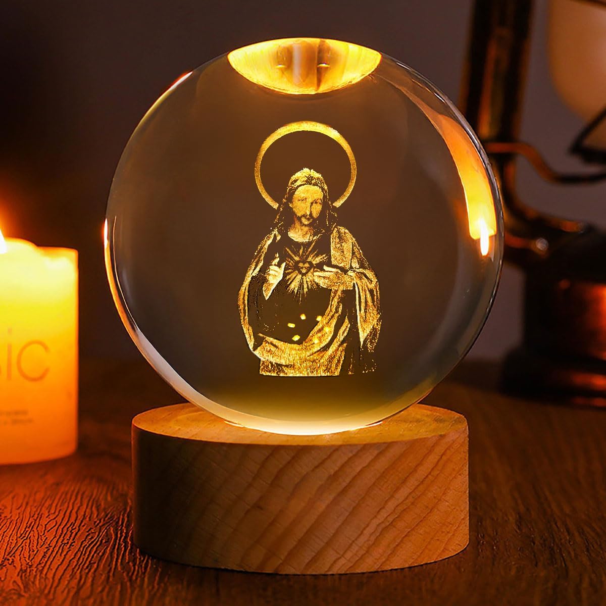 3D Crystal Jesus Night Light