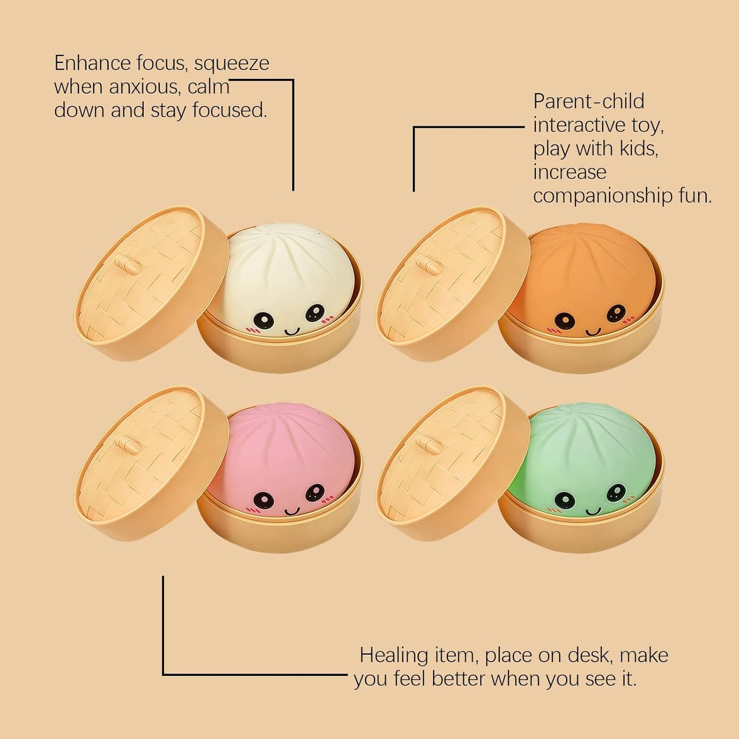 Mega Rainbow Dumplings Cute Fidget Toy, Soft Squeeze Stress Anxiety Relief Decompression Dough