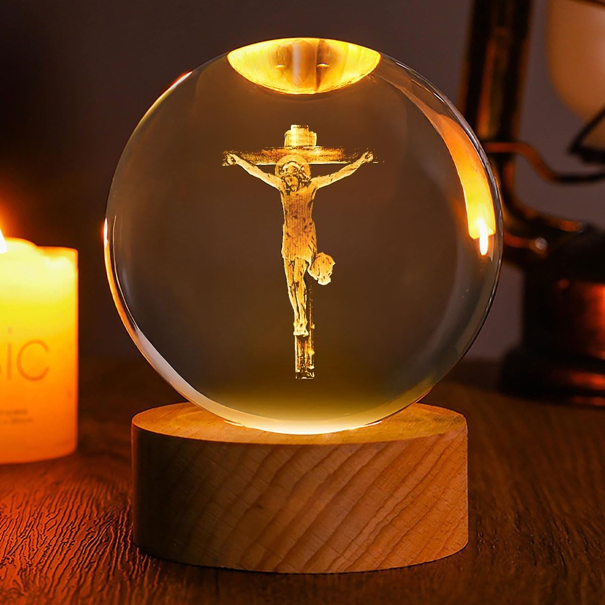 3D Crystal Jesus Night Light