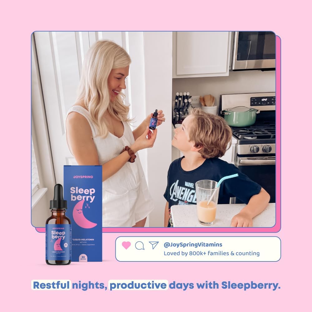 SleepBerry Liquid Melatonin for Kids - Natural Sleep Aid with Elderberry and Vitamin D