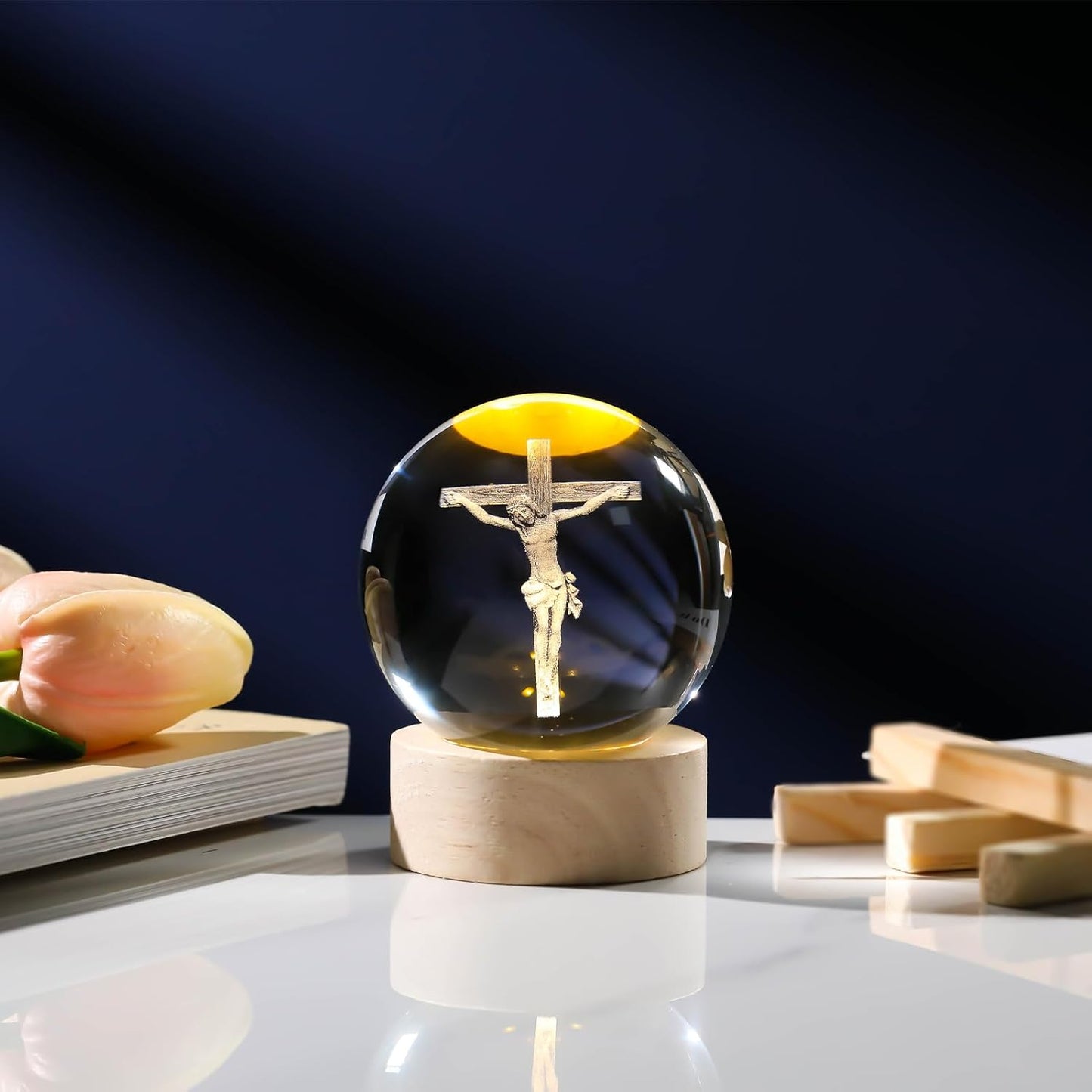 3D Crystal Jesus Night Light