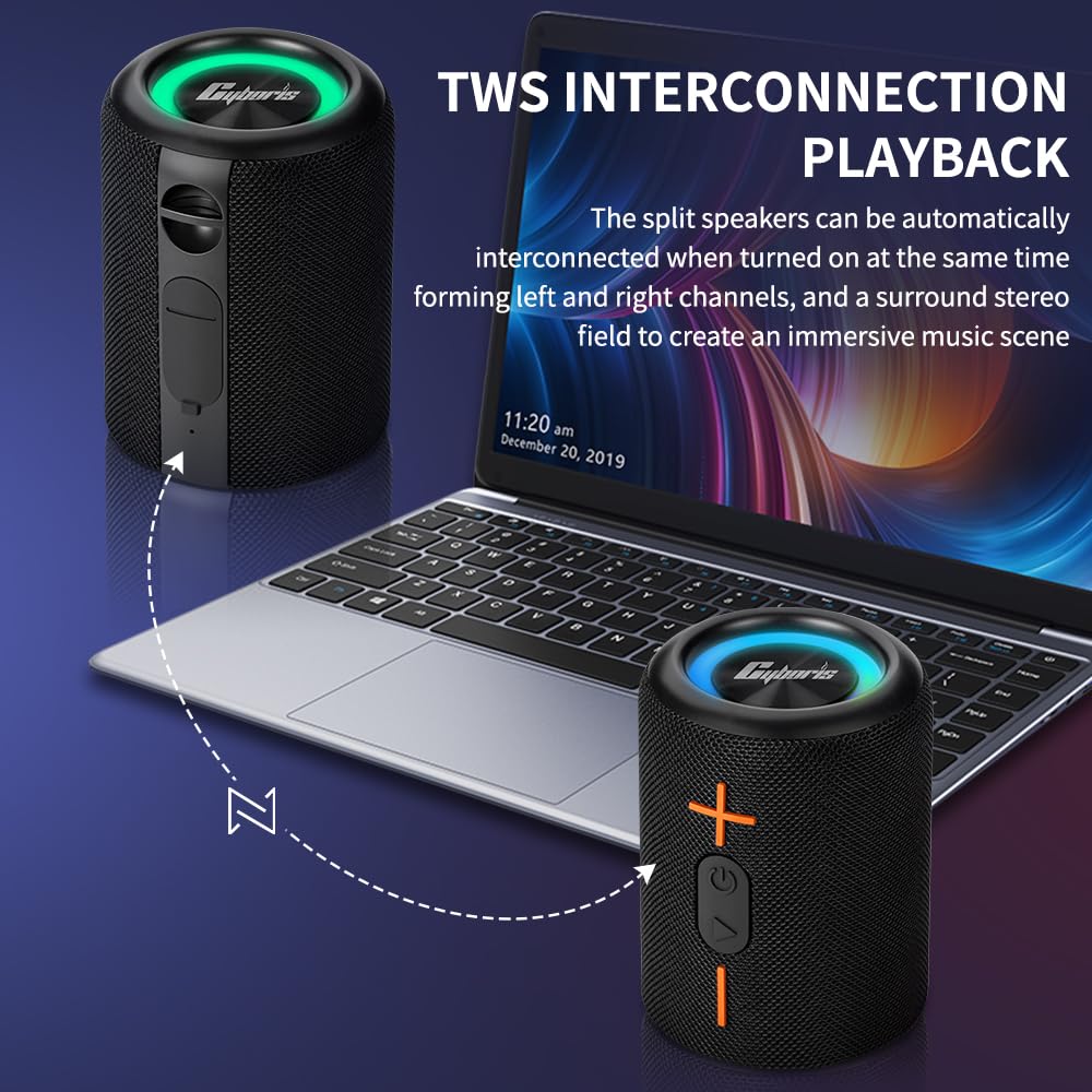 2-in-1 Portable Bluetooth Speaker with 20W Stereo Sound & 24H Playtime