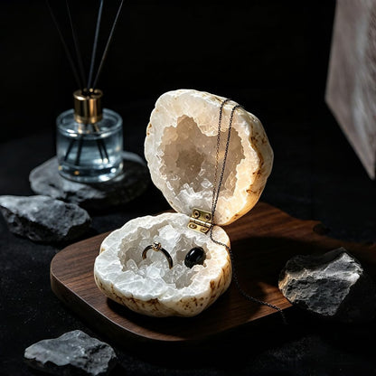 Natural Crystal Geode Ring Box – Ring Holder for Proposal & Wedding Keepsake