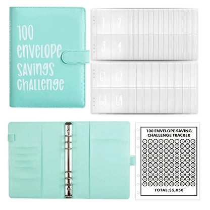 100 Envelope Savings Challenge Binder – A5 Cash Budget Planner with Numbered Envelopes