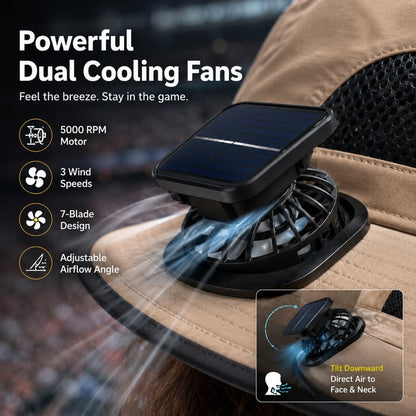 Solar Powered Sun Hat with Dual Fans – Cooling & UV Protection Hat