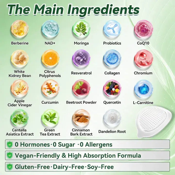 Moringa · Berberine × NAD+ 10-in-1 Advanced Nano Microneedle Patch