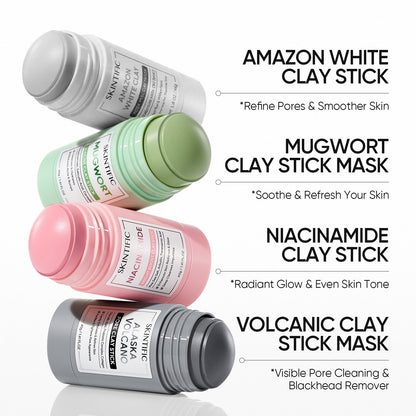 2PCS Clay Stick Mask Set – Deep Pore Cleansing, Oil Control & Brightening | Mugwort Clarifying + Volcano Detox