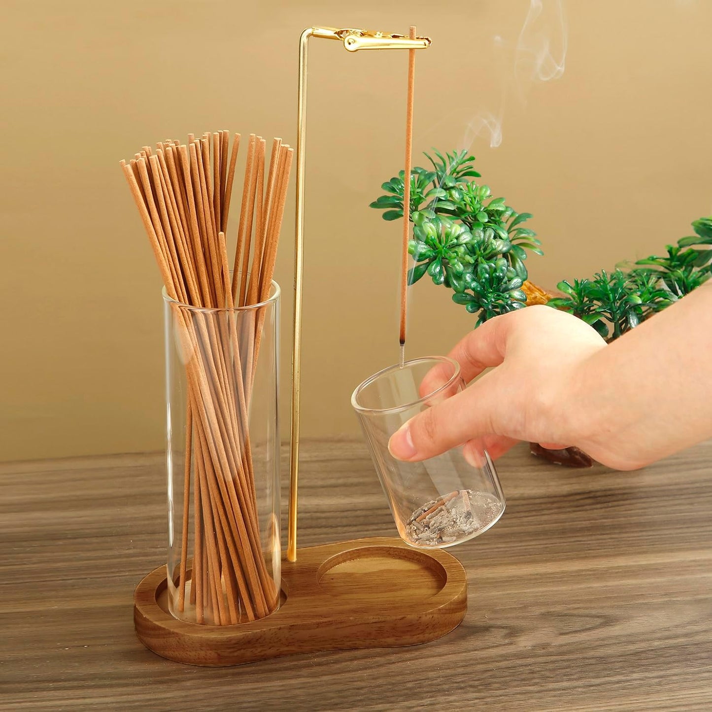2-in-1 Glass Incense Holder and Sticks Organizer