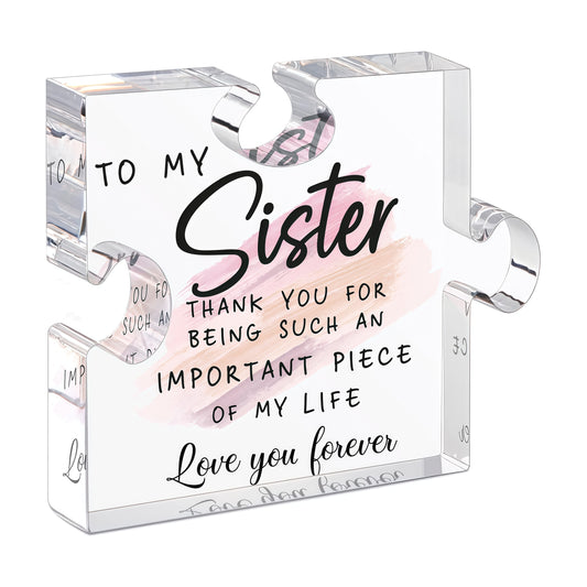 LukieJac Sister Gift – Acrylic Puzzle Plaque, Unique Birthday & Holiday Gift