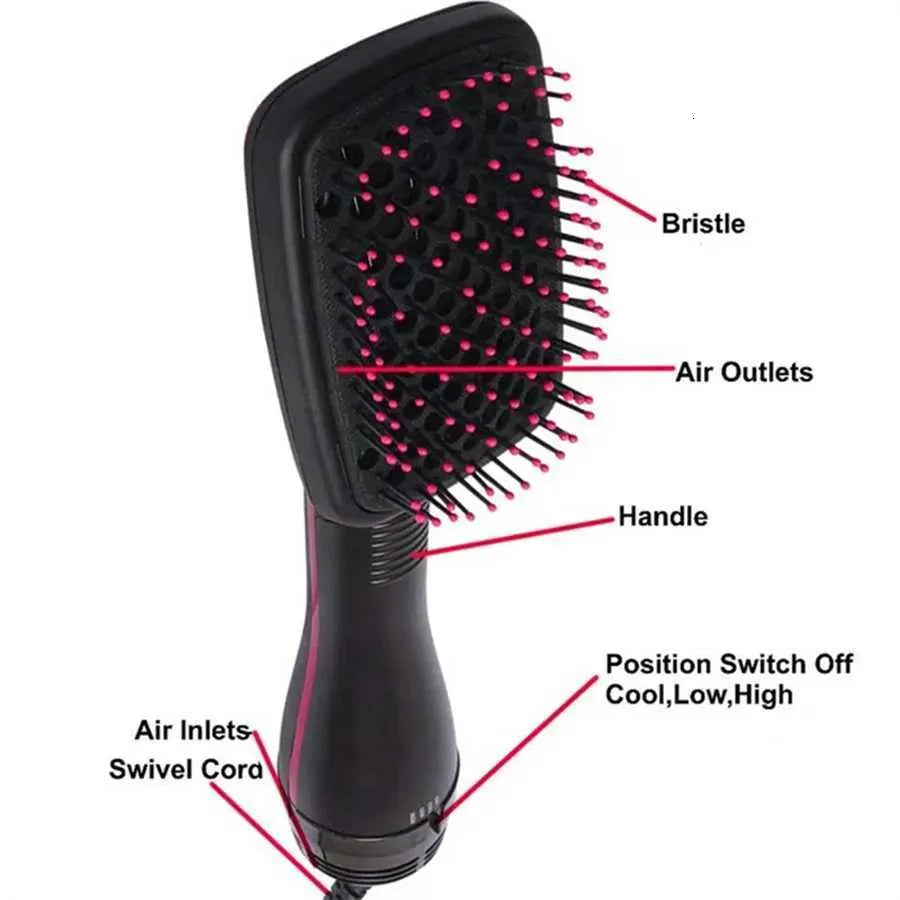 2-in-1 hair dryer styling tool, negative ion electric hot air hair comb