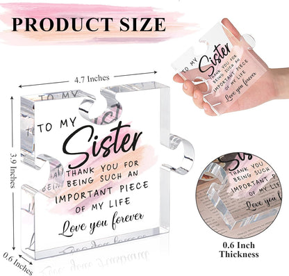 LukieJac Sister Gift – Acrylic Puzzle Plaque, Unique Birthday & Holiday Gift