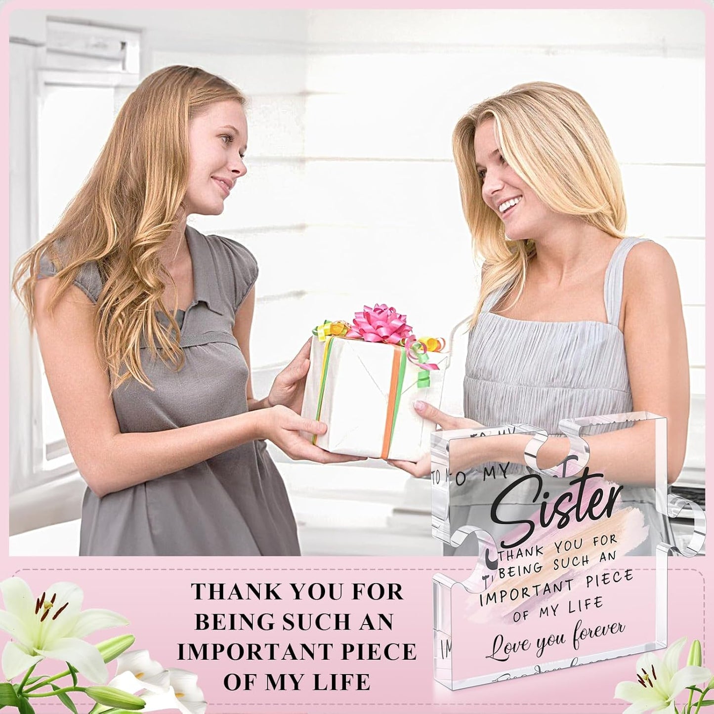 LukieJac Sister Gift – Acrylic Puzzle Plaque, Unique Birthday & Holiday Gift