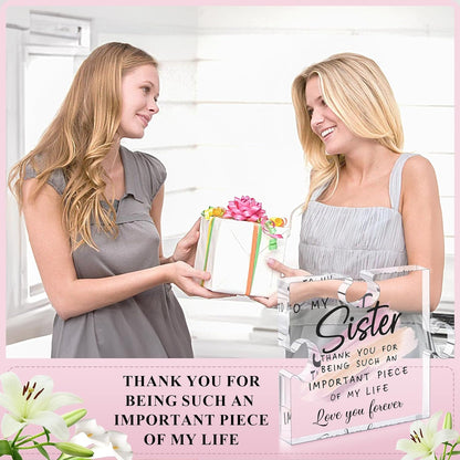LukieJac Sister Gift – Acrylic Puzzle Plaque, Unique Birthday & Holiday Gift