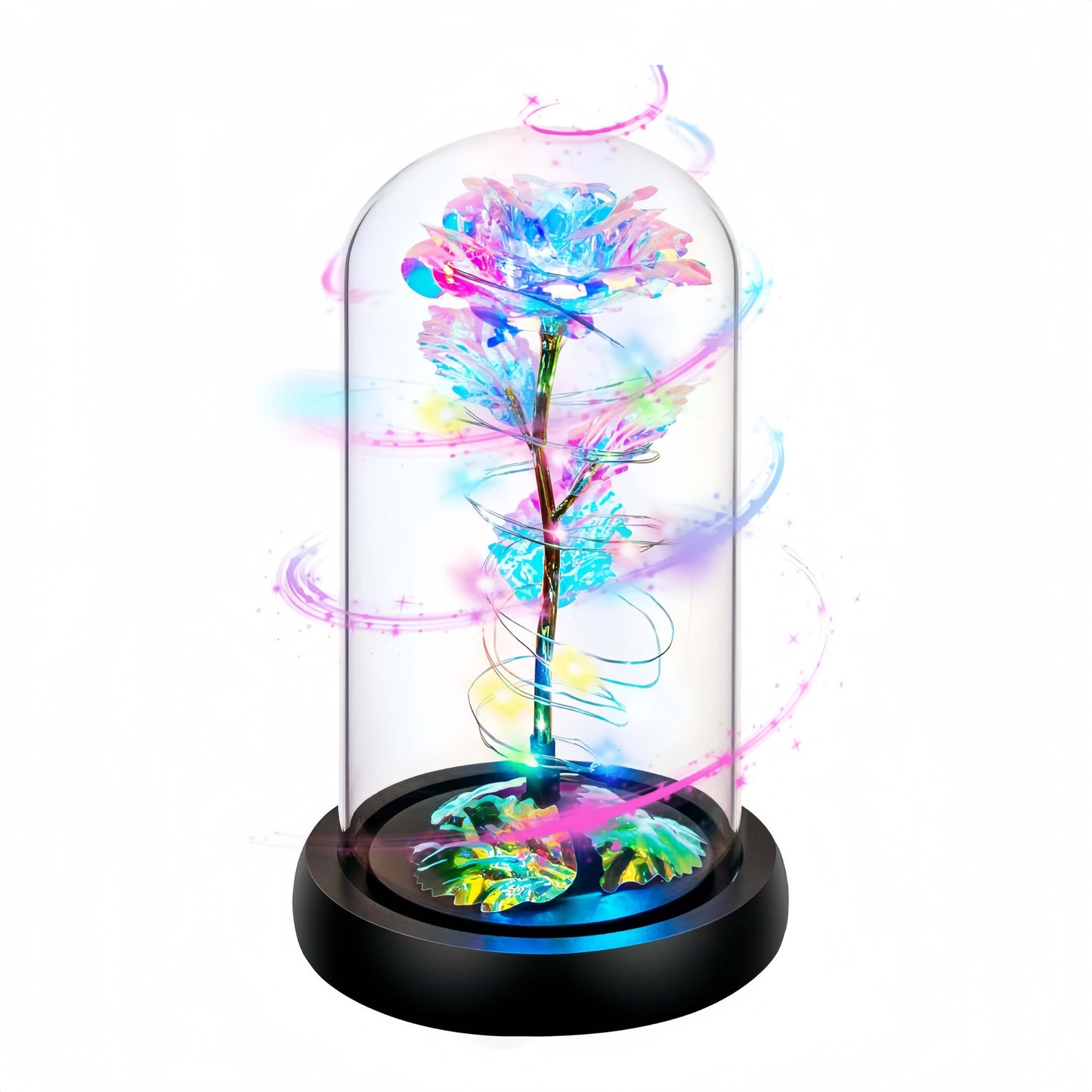 Rotating Light Up Rose in A Glass Dome,Anniversary Valentines Gifts