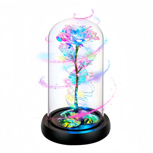 Rotating Light Up Rose in A Glass Dome,Anniversary Valentines Gifts
