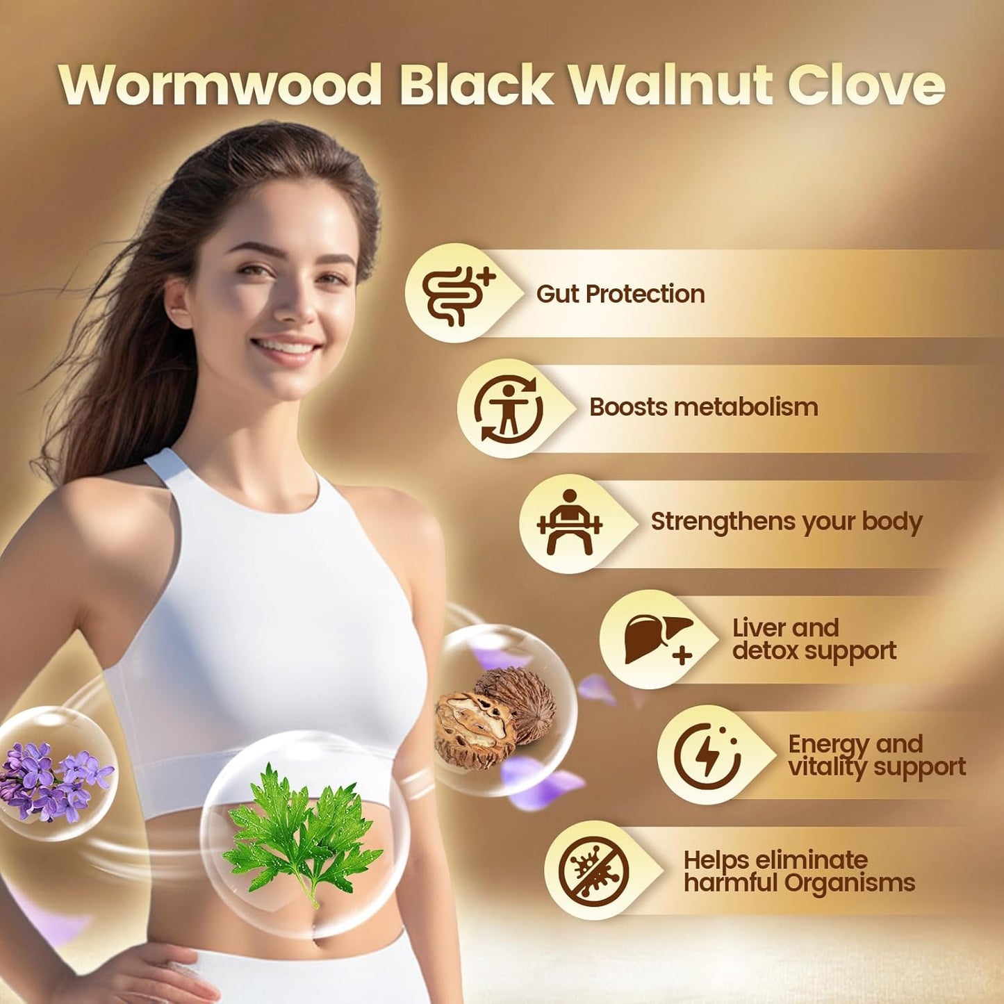 Wormwood Black Walnut Clove Capsules, 6600mg Cleanse, Detox, Intestinal Guard Supplement for Humans