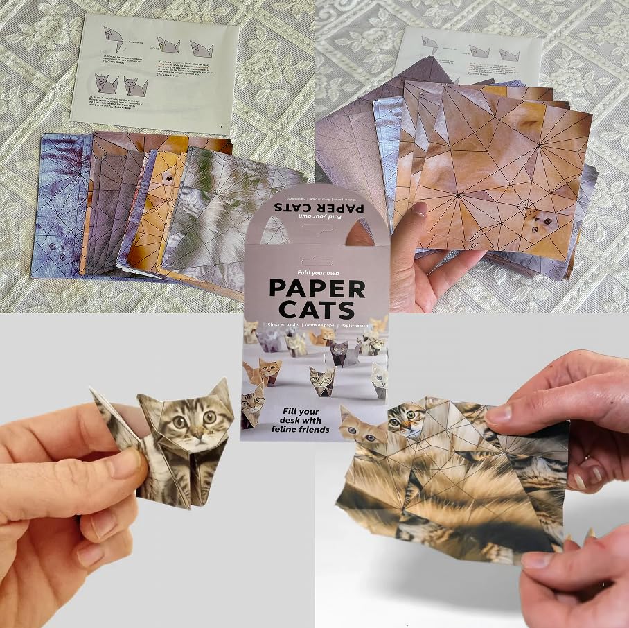 3D Paper Dog and Cat Models: Handcrafted Origami Animal Art Gifts