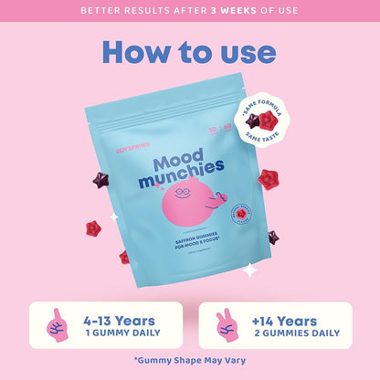 JoySpring, Mood Munchies Gummies, Natural Berries, 60 Gummies