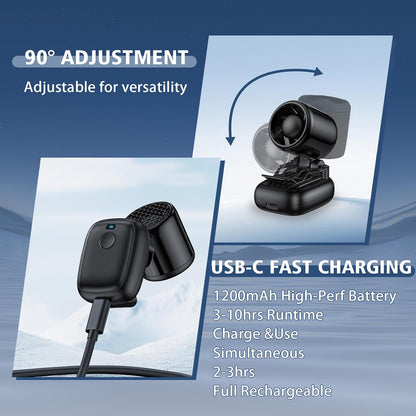Mini Clip-On Fan – Ultra-Light Rechargeable USB-C Hat Fan with 3 Speeds