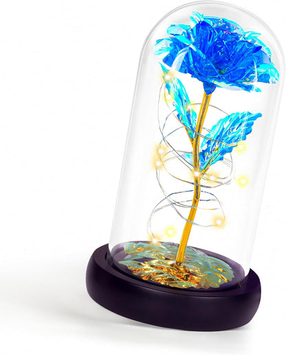 Rotating Light Up Rose in A Glass Dome,Anniversary Valentines Gifts