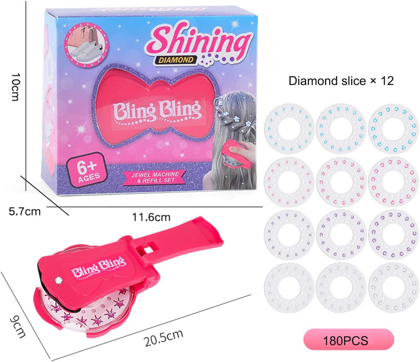 Hair accessory gem set, containing 180 hair accessory gems