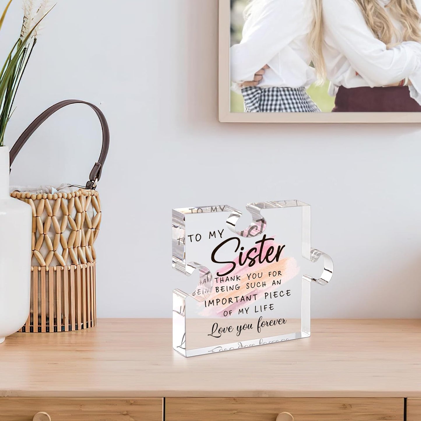 LukieJac Sister Gift – Acrylic Puzzle Plaque, Unique Birthday & Holiday Gift