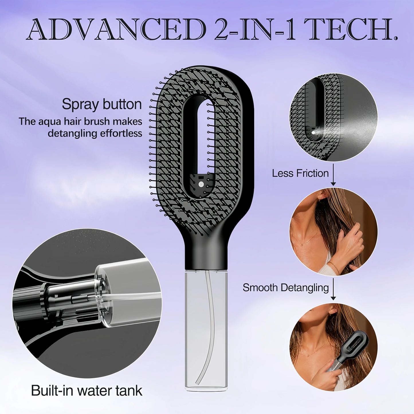 Anti-Static Hair Brush with Built-in Sprayer