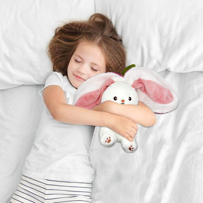 Rabbit Plush Toy, Strawberry Reversible Double-Sided Plush Pillow with Zipper