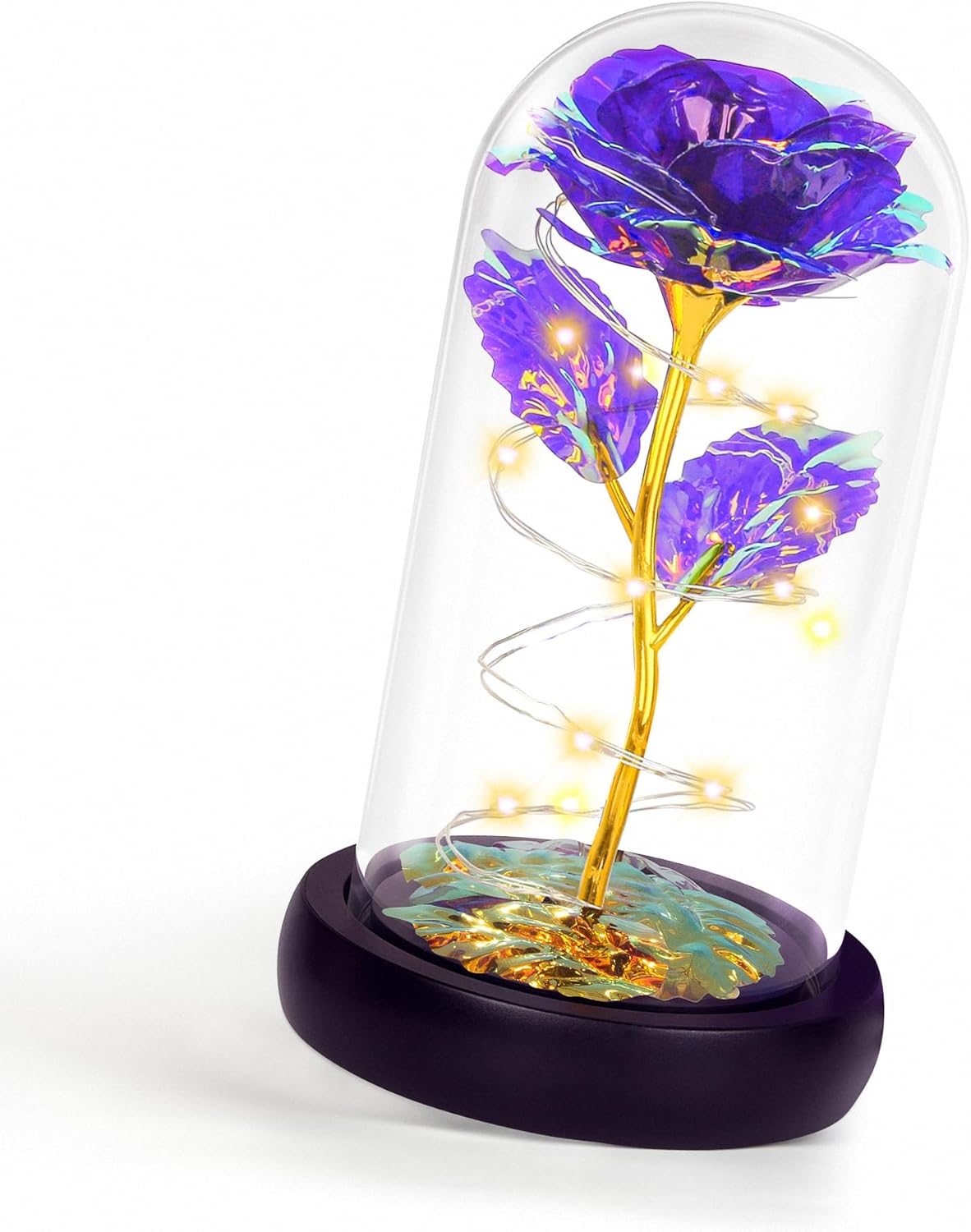 Rotating Light Up Rose in A Glass Dome,Anniversary Valentines Gifts