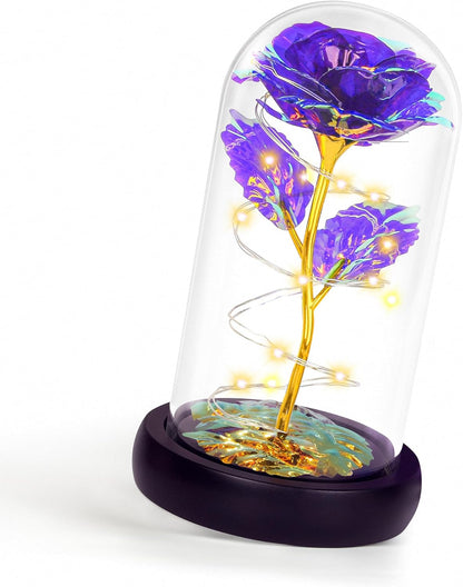 Rotating Light Up Rose in A Glass Dome,Anniversary Valentines Gifts