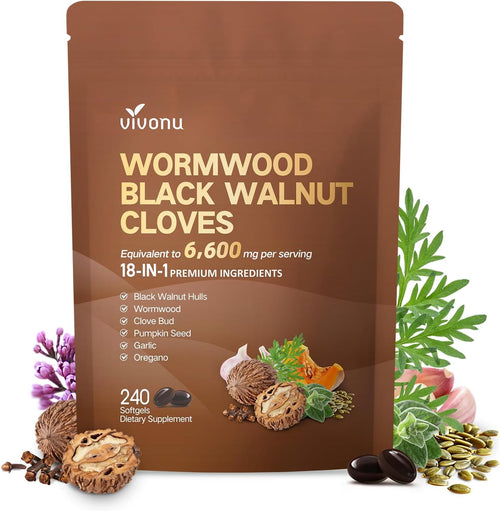Wormwood Black Walnut Clove Capsules, 6600mg Cleanse, Detox, Intestinal Guard Supplement for Humans