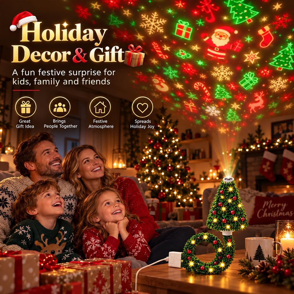 Christmas Projector Light, Plug and Play HD Christmas Projector