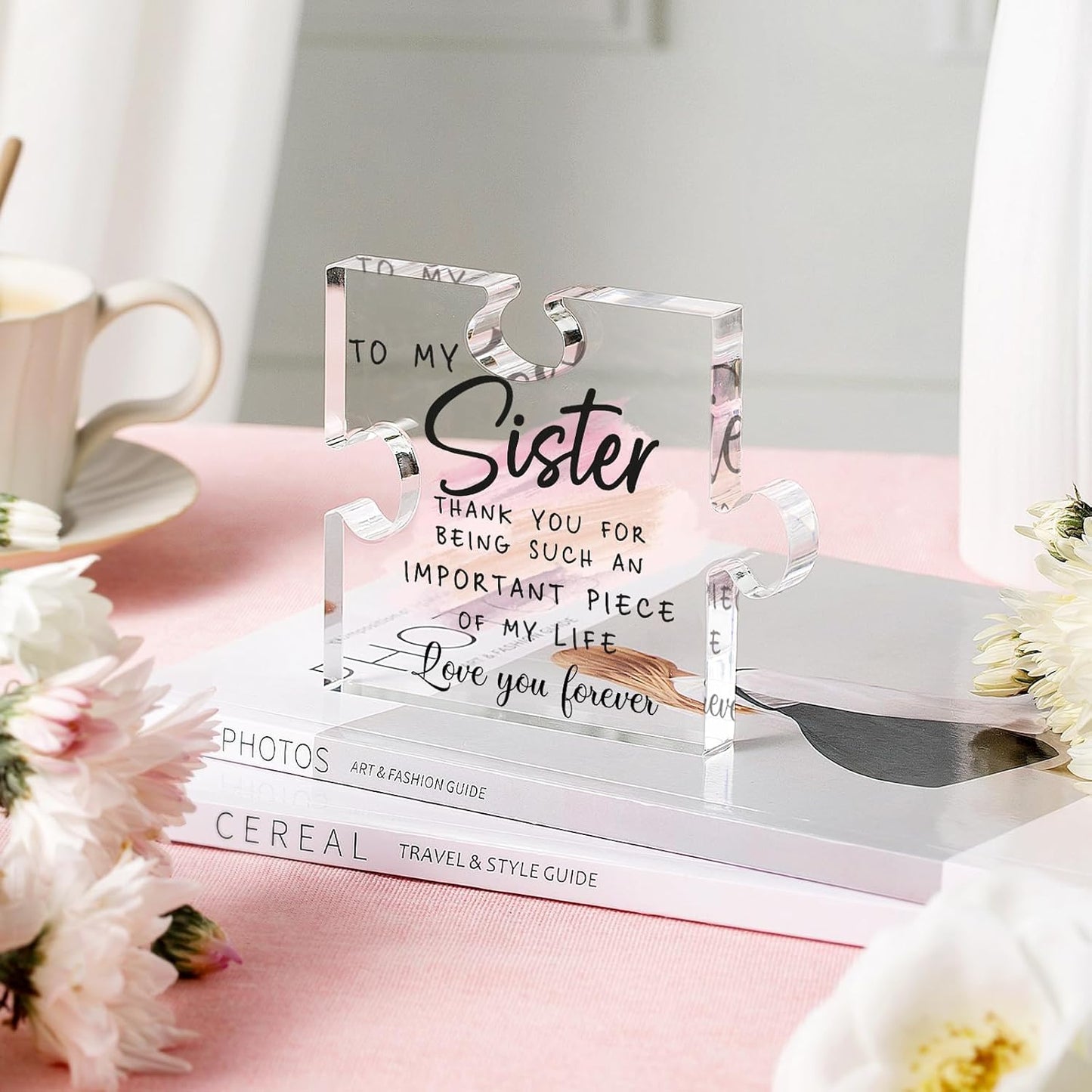 LukieJac Sister Gift – Acrylic Puzzle Plaque, Unique Birthday & Holiday Gift