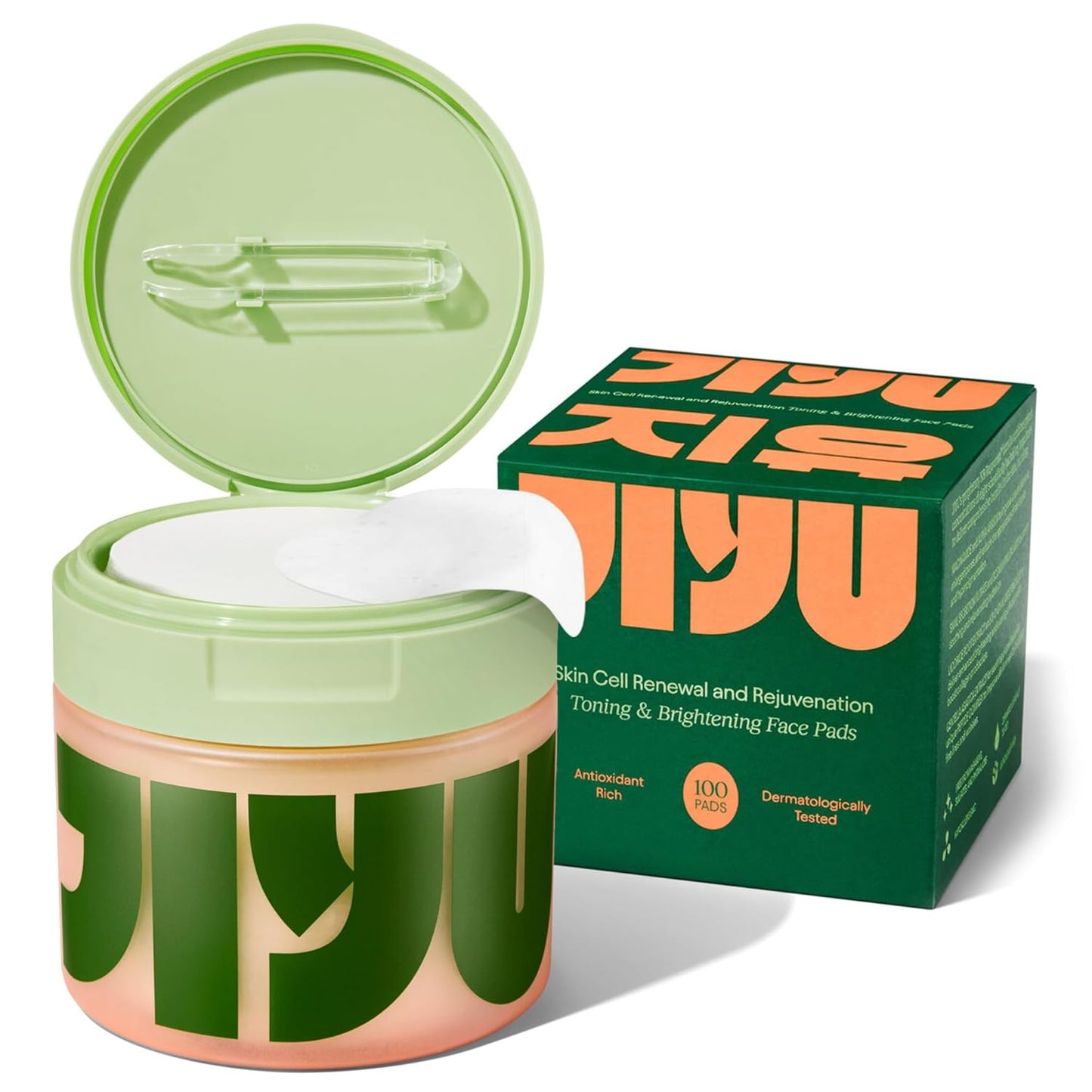 JiYu Toning Polish Pads - Korean Skincare with Snail Mucin & Niacinamide, 100 Count