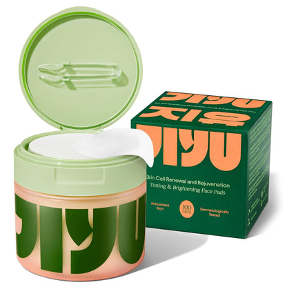 JiYu Toning Polish Pads - Korean Skincare with Snail Mucin & Niacinamide, 100 Count