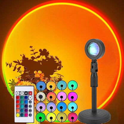 USB Rainbow Sunset Light Red Projector Led Night Light Sun Projection Desk