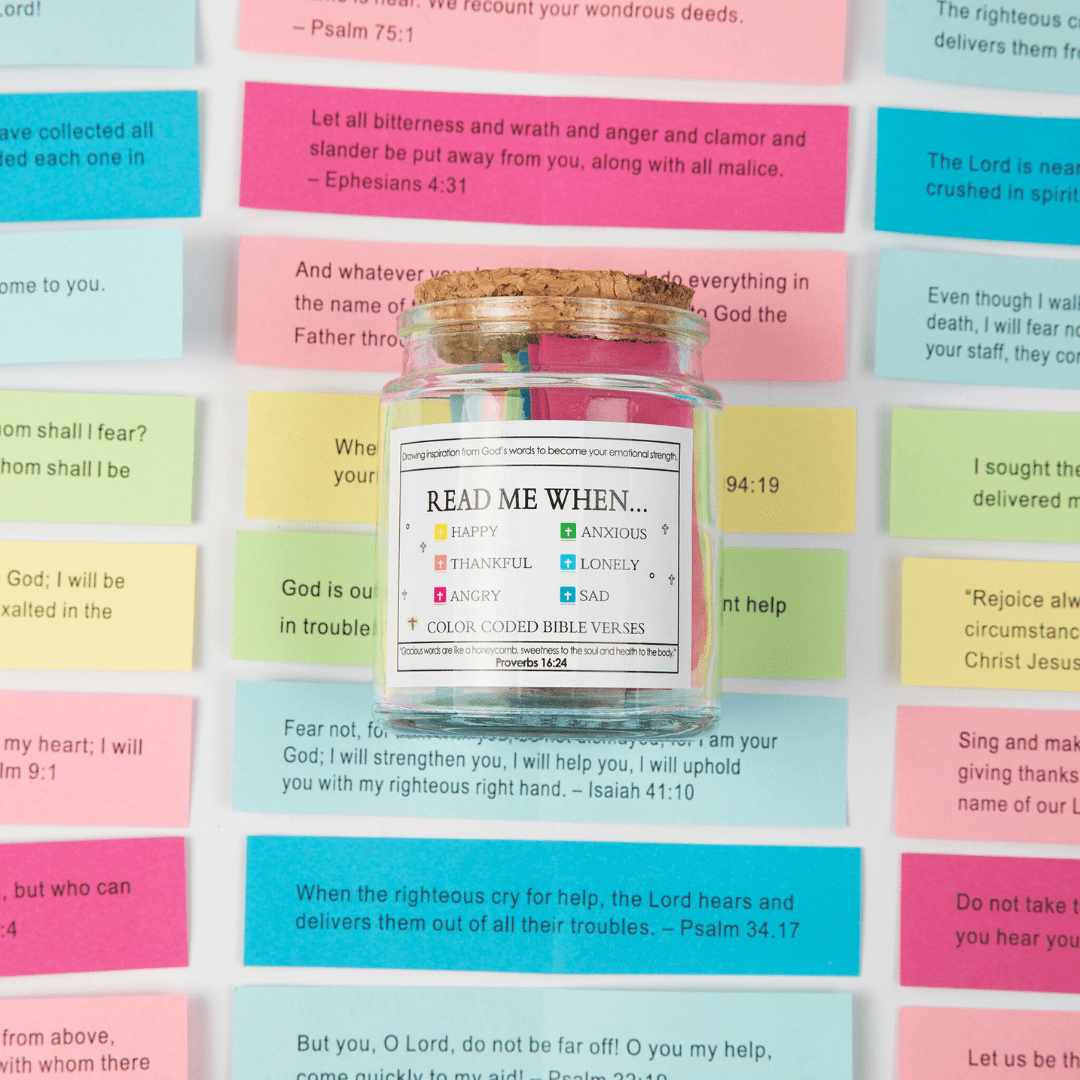 Bible Verse Jar, Daily Prayer, Jar of Hope - Contains 90 Bible verses