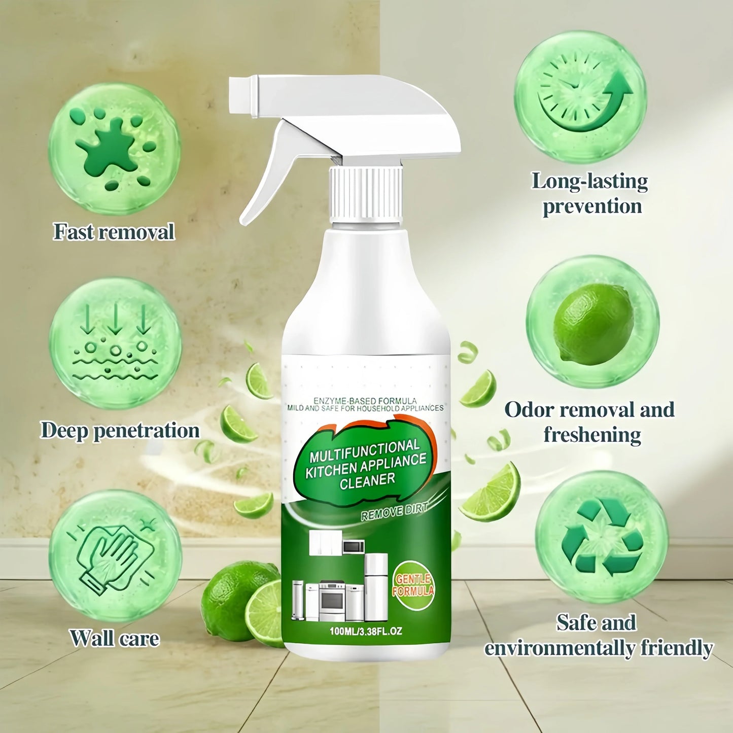 Multi-Purpose Enzyme Foam Cleaner 100ml - Effortlessly Removes Grease