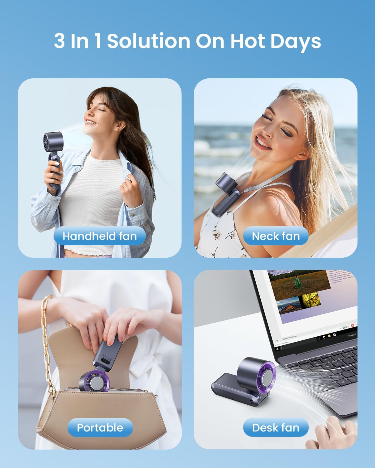 Portable Handheld Fan, Rechargeable Turbo Cooling Mini Fan