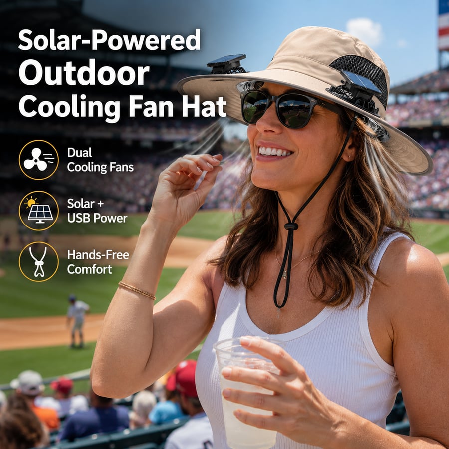 Solar Powered Sun Hat with Dual Fans – Cooling & UV Protection Hat